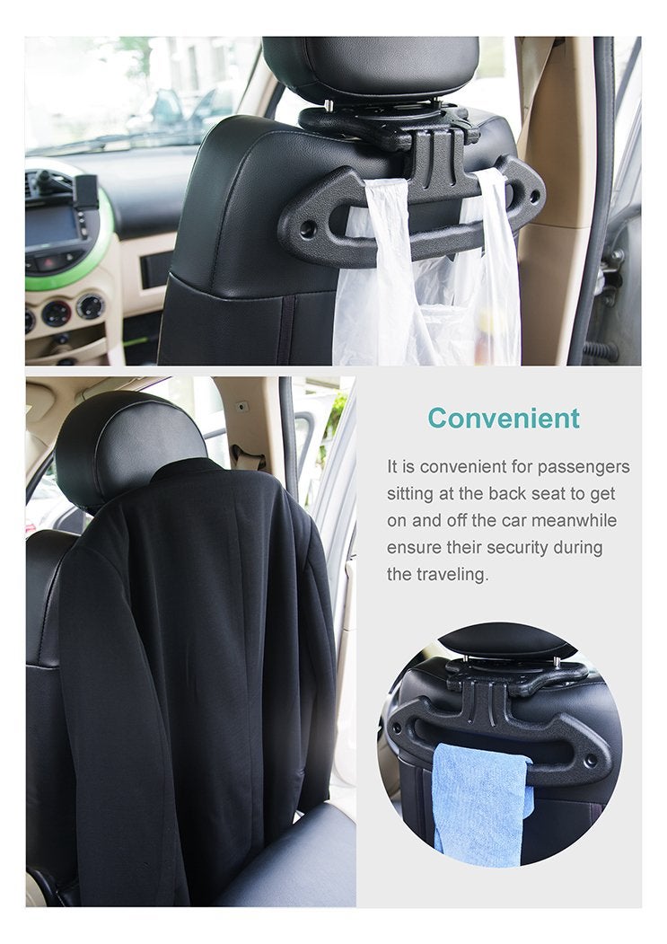 Hypersonic Car Folding Safety Handle Vehicle Headrest Clothes Hangers Black - Image 3